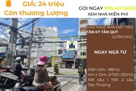 Cho thuê nhà mặt tiền Tân Kỳ Tân Quý 88m2, 2Lầu-NGAY NGÃ TƯ